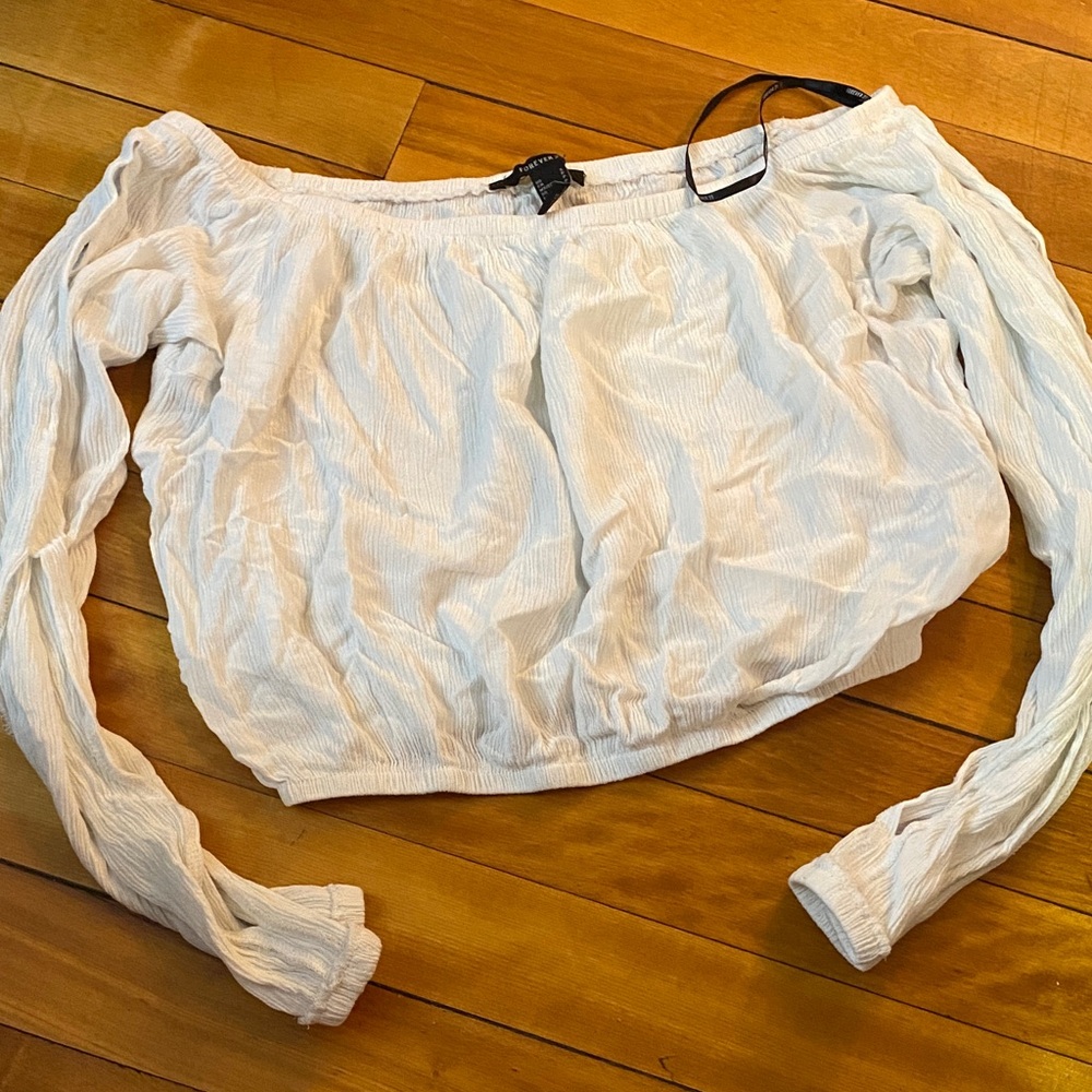 Forever 21 Cream Off-Shoulder Blouse